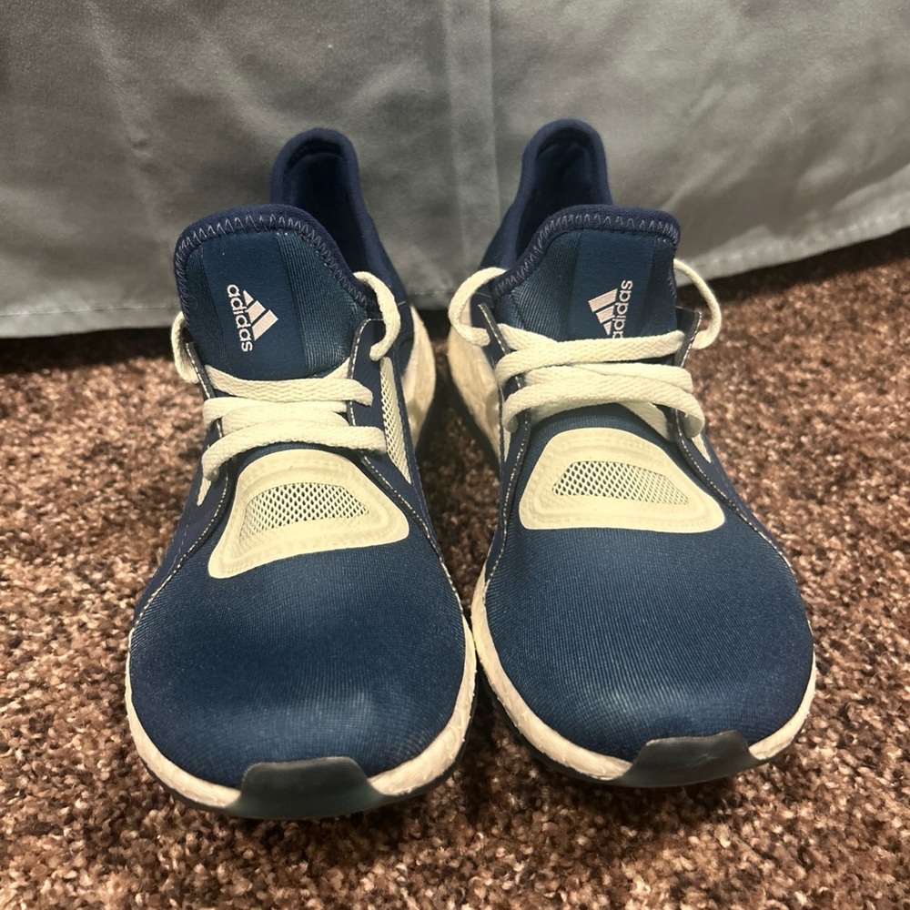 Adidas Navy and White Sneakers